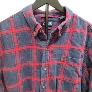 CHAPS Mens Red Blue Plaid Button Down Shirt Long Sleeve Casual Top Size XXL
